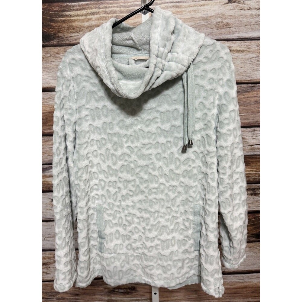 Soft Surroundings Tanzania Women's Cowl Neck Pullover Sweater  Mint Green Medium